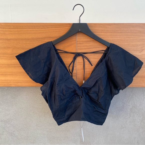 NWT Anthropologie Twist-Front Flutter-Sleeve Blouse, Size XXS - Picture 5 of 14